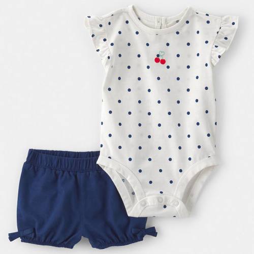 Baby Carter's 2-Piece Cherry Polka Dots Short Sleeve Bodysuit & Shorts Set