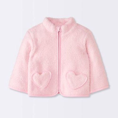 Baby Girls' Heart Fuzzy Jacket - Cloud Island™ Pink