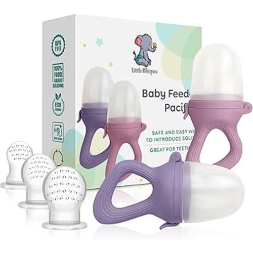 LittleWhispers Baby Fruit & Food Feeder Pacifier - Pacifier Feeders for Fresh Fruit or Frozen Breastmilk - Infant Teething Relief - Set of 2