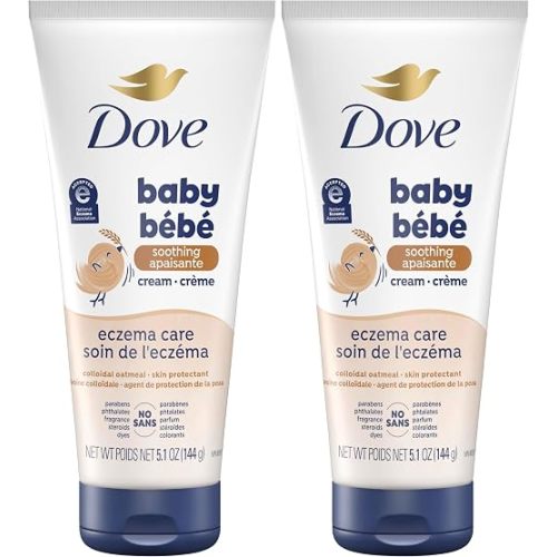 Baby Dove Soothing-Cream To Soothe Delicate Baby Skin Eczema Care No Artificial Perfume or Color, Paraben Free, Phthalate Free 5.1 oz (Pack of 2)
