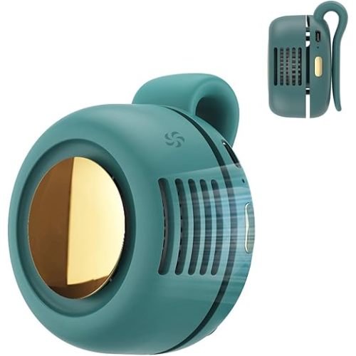 soputry Portable Silent Mini Bladeless Fan Clip On, 2025 New Adjustable 3 Speed Clip on Mini Fan Waist Fans For Outdoor Travel Office (Green)
