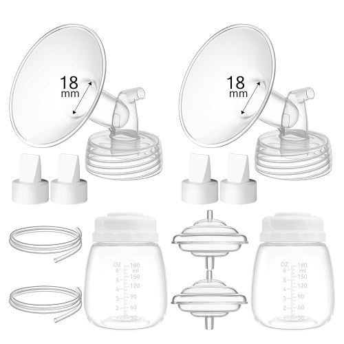 18mm Replacement Pump Parts for Spectra S1 S2 9 Plus Synergy Gold Includes Flange Duckbill Valve Tubing Backflow Protector Bottle,Compatible with Motif Luna Cimilre Ameda MYA Pump