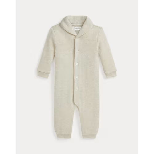 Oatmeal Heather in Size 6M: French-Rib Cotton Shawl Coverall