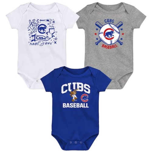 Chicago Cubs Infant Batter Up 3-Pack Bodysuit Set - Royal