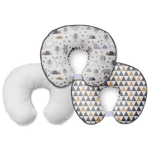 Bacati - 3 Pc Woodlands Gray/beige Neutral Hugster Feeding & Infant Support Nursing Pillow