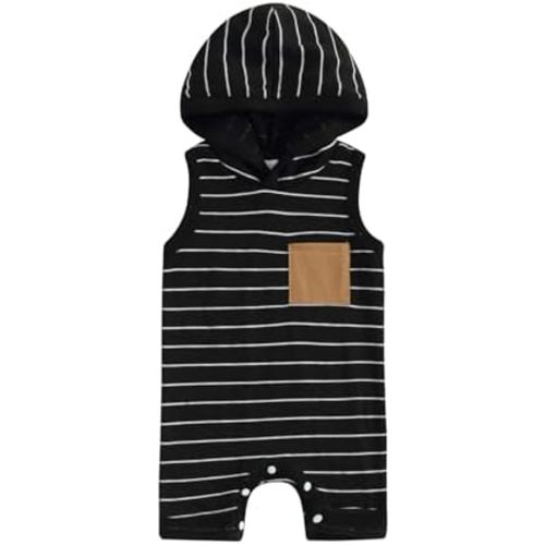BemeyourBBs Newborn Baby Boy Smmer Clothes Hooded Sleeveless Romper Jumpsuit One Piece Outfit