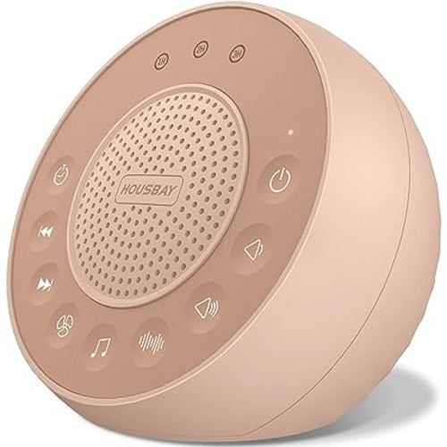 Housbay White Noise Sound Machine, 31 Natural Sounds, 5W Loud Stereo Speaker, Small Travel Sleep Machine & Brown Noise for Sleeping, Adults, Kid, Baby-Peach
