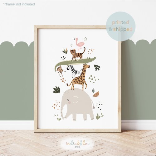 Jungle Animal Stack, Safari Animals Print, 11x14 in