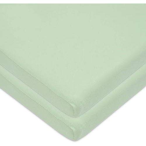 American Baby Company 15" x 33" Fitted Bassinet Sheet, 100% Natural Cotton Jersey Knit, Celery, Soft Breathable, for Boys and Girls, Pack of 2