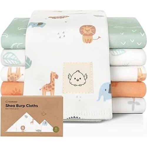 Organic Burp Cloths Baby Boy, Girl - 6-Pack Large Cotton Burping Cloths for Babies, Spit Up Rags, Super Absorbent, Ultra Soft Newborn Rag, Gender Neutral, Machine Washable, Durable (Wilderness)