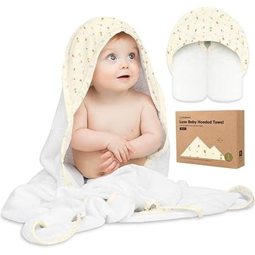 KeaBabies Hooded Baby Towel for Newborn - Viscose Derived from Bamboo Large Baby Bath Towels with Hood for Boys, Girls, Toddler, Extra Absorbent & Soft Newborn Bath Essentials (Dreamers)