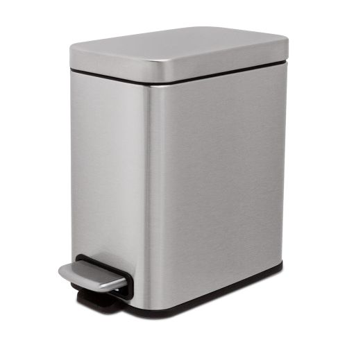 Qualiazero Trash Can, 1.3 Gallon Slim Step On Bathroom Trash Can, Stainless Steel