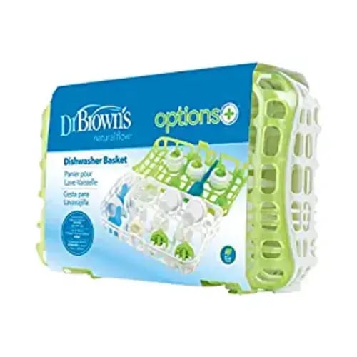 Dr. Brown’s Dishwasher Basket for Small Baby Bottle Parts, Pacifiers, and Accessories, Clean, Store and Organize Newborn Essentials, Green, BPA-free