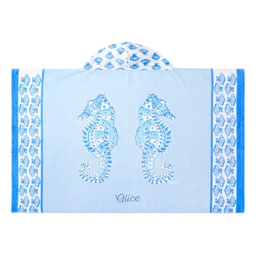 Lilly Pulitzer Blue Seahorse Kid Beach Hooded Towel