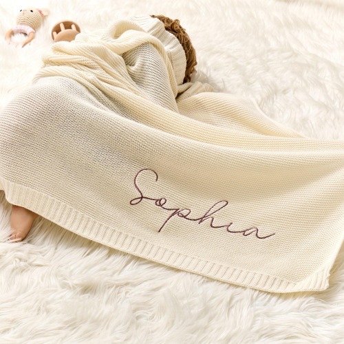 Embroidered Name Knit Blanket,Baby Blanket,Personalized Name Blanket, Personalized Embroidered Name,Newborn Baby Gift ,Soft Cotton Knit,Gift