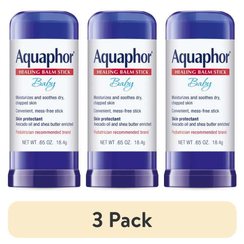 (3 pack) Aquaphor Baby Healing Balm Stick for Dry, Chapped, Chafed Skin, Hypoallergenic, Mess-Free, 0.65 oz