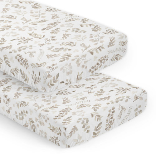 Ivory/Taupe/White 2 - Piece Standard Crib Sheet Set