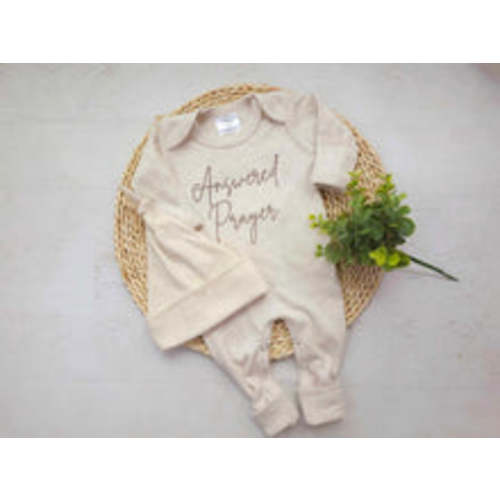 Beige Oatmeal Baby Romper | Answered Prayers Outfit – Wonderfully Made