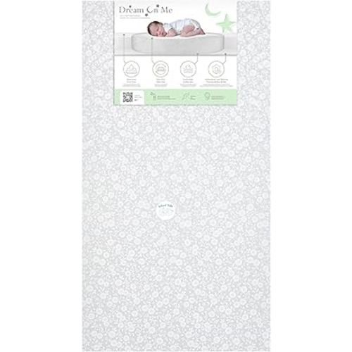 Dream On Me Dreamland Orthopedic Firm Fiber Crib and Toddler Bed Mattress, Greenguard Gold and JPMA Certified, Waterproof Vinyl Cover, Dual-Sided Mattress, Grey, Made In The U.S.A