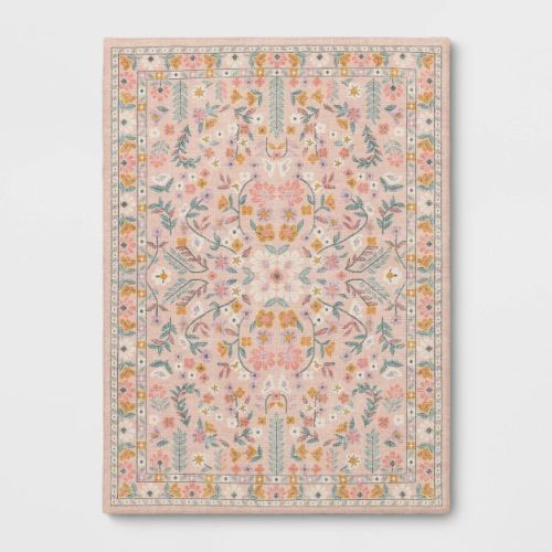 5'x7' Floral Kids' Rug Pink - Pillowfort™
