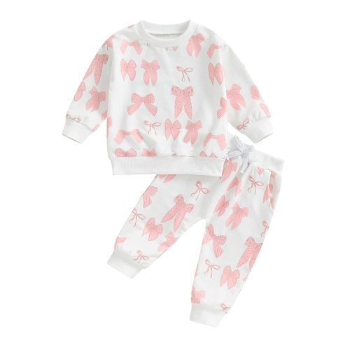 Cute Baby Girl Clothes Long Sleeve Print Sweatshirt Top and Pants Set Toddler Girl Fall Outfits