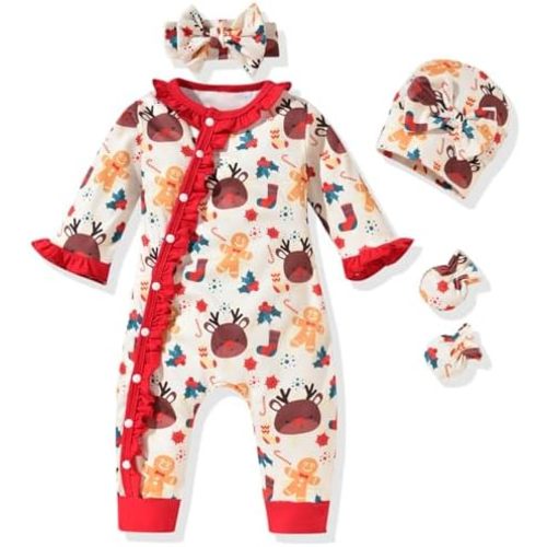 Aalizzwell Baby Girls Romper Outfit Fall Winter Clothes with Accessories