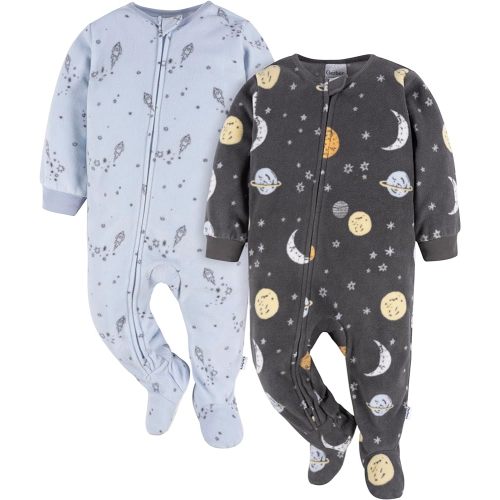 Gerber baby-boys Toddler Loose Fit Flame Resistant Fleece Footed Pajamas 2-Pack