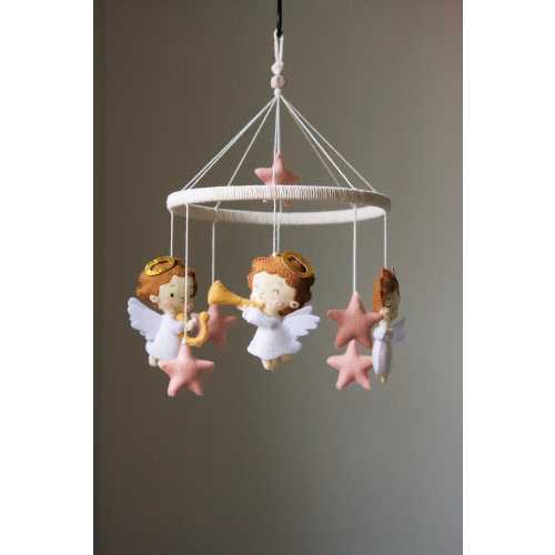 Felt Angel Baby Mobile • Handmade Pastel Nursery Decor