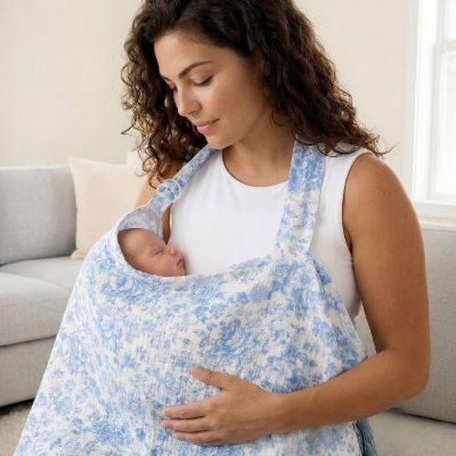 Itzy Ritzy Breastfeeding Cover Apron Style - Blue Toile