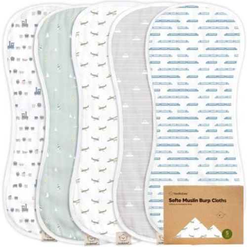 KeaBabies 5pk Organic Softe Muslin Burp Cloths for Baby Girls and Boys, Large Absorbent Burping Cloths for Babies, Baby Burp Clothes (Vessels)
