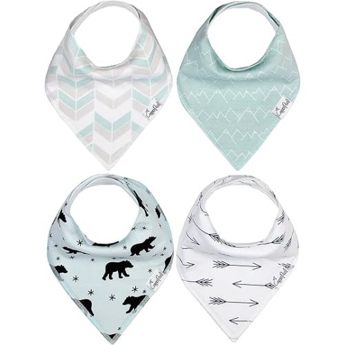 Copper Pearl Baby Bandana Bibs - 4 Pack Soft Cotton Baby Bibs for Drooling and Teething, Absorbent Drool Bibs for Baby Girl and Boy, Adjustable to Fit Newborns to Toddlers, Tons of Styles (Archer Set)