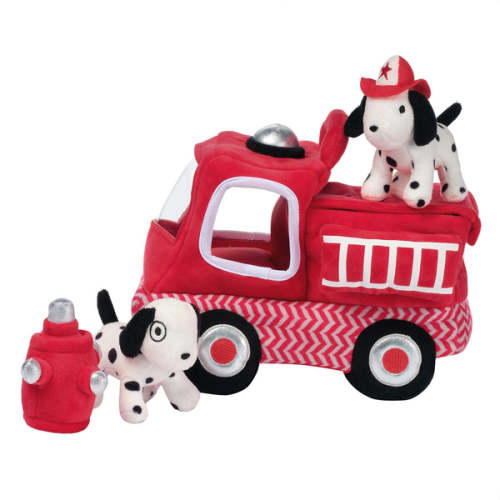 Fire Truck 5pc Developmental Plush Soft Toy Interactive Play Set – Lambs & Ivy