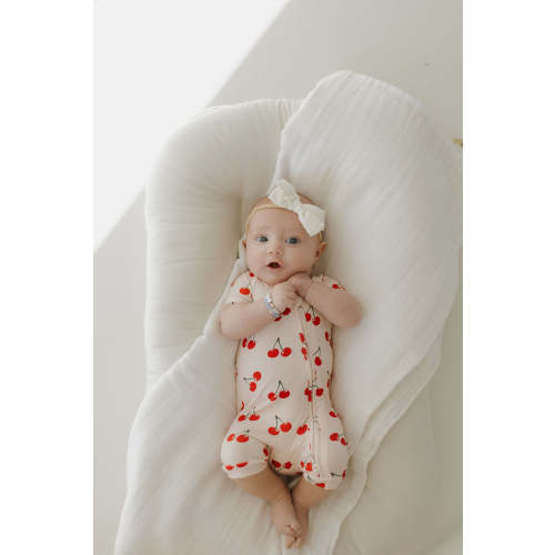 Bamboo Zip Shortie Romper | Cherry Orchard – August + Willow