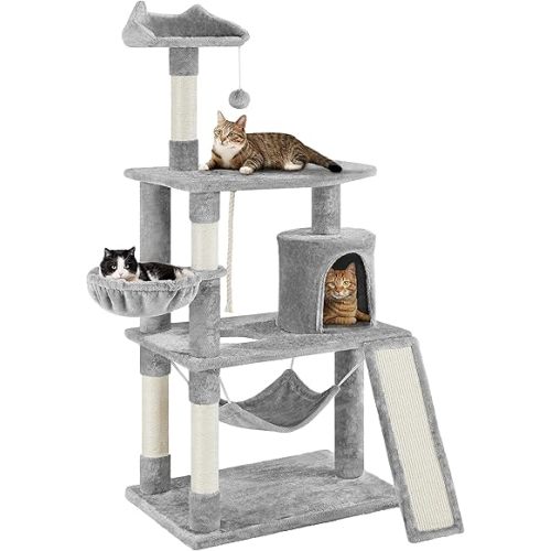 Yaheetech 63.5in Multi-Level Cat Tree Tower Condo with Scratching Posts, Platform & Hammock, Cat Activity Center Play Furniture for Kittens, Cats, and Pets