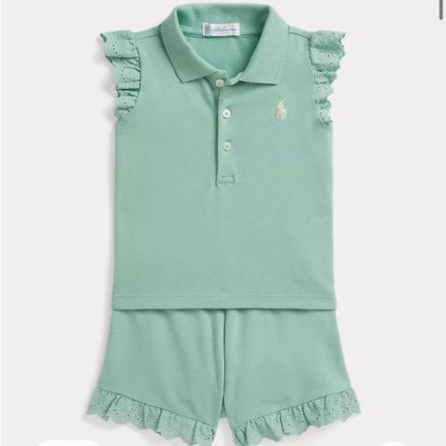 Eyelet Stretch Mesh Polo Shirt & Short