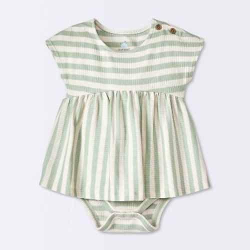 Baby Girls' Striped Modal Ribbed Romper - Cloud Island™ Green 0-3m