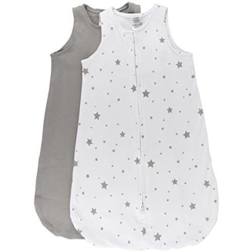 Ely's & Co.100% Cotton Wearable Blanket Baby Sleep Bag 2 Pack Grey Stars 6-12 Months