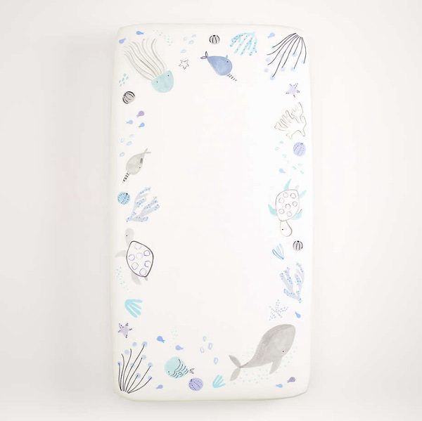 Stay Cool Sea 100% Organic Cotton Baby Crib Fitted Sheet