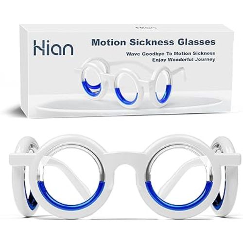 Hion Motion Sickness Glasses, Car Sickness Glasses,Relieve Carsickness Airsickness Seasickness Glasses,Anti Nausea Vertigo Glasses, No Lens Liquid Glasses for Adults or Kids(1Pair Without Bags)