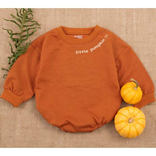 Little Pumpkin Baby Romper, Baby Girl Boy Halloween Sweatshirts, Halloween Baby Outfit, Fall Baby Clothes, Newborn Romper, Print on Neck
