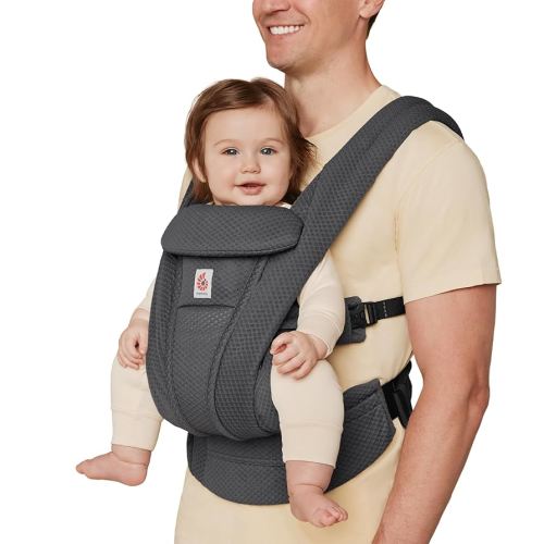 Ergobaby Omni Deluxe All Carry Positions Breathable Mesh Baby Carrier with Enhanced Lumbar Support & Airflow, Newborn to Toddler, (Holds 7-45 lbs), Graphite Grey