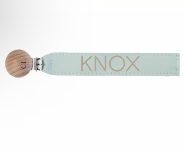 Personalized Leather Pacifier Clip | Moss