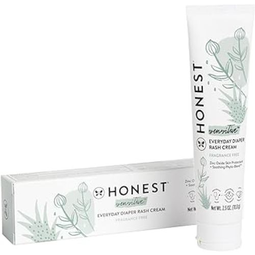 The Honest Company Hypoallergenic Diaper Rash Cream | Moisturizing + Calming Zinc Oxide Ointment | NEA Recognized, Cruelty Free | 2.5 oz
