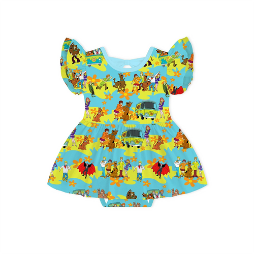 Mystery Adventure Great Dane Dog Blue Short Twirl Dress With Bodysuit – FancyPrince
