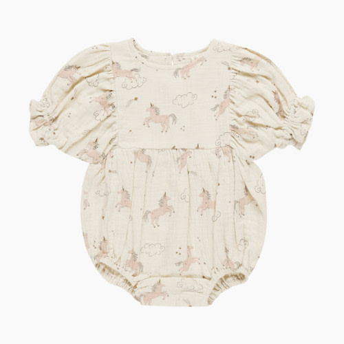 Quincy Mae Cosette Romper - Natural, 0-3 M