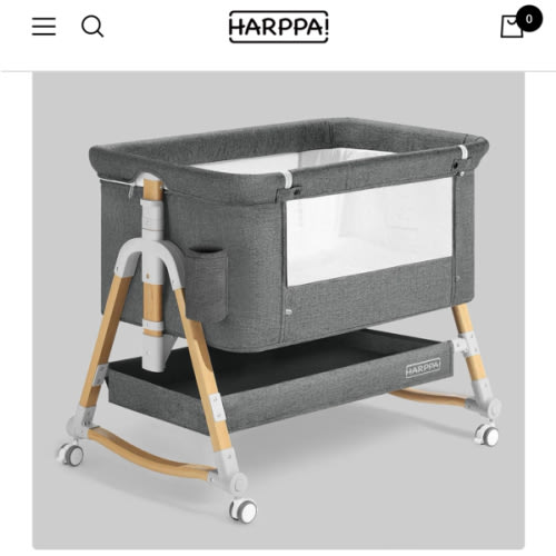 HARPPA Cuddly 3-in-1 Baby Bassinet Bedside Sleeper for Reflux | Attaches to Bed, Adjustable 5 Heights, Non-Toxic & CPSC Certified | Sturdy Aluminum Frame, Portable Wheels, Tool-Free Setup, Gentle Rocking | Perfect for Newborns, Infants, Small Spaces & Saf