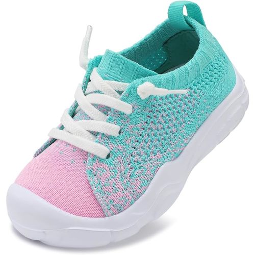 LeIsfIt Toddler Shoes Boys Girls Barefoot Shoes Kids Breathable Sneakers Tennis Shoes Slip on Shoes - 6 Toddler - Pinkgreen
