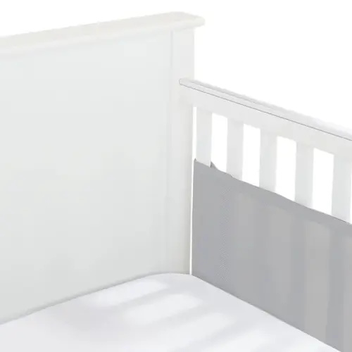 BreathableBaby Breathable Mesh Liner for Full-Size Cribs, Classic 3mm Mesh, Gray (Size 2FS Covers 2 Sides)