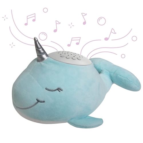 PureBaby Sound Sleepers Portable Sound Machine & Star Projector - Plush Sleep Aid for Baby and Toddlers with Soothing Night Light Display, 10 Lullabies, White Noise, and Heartbeat Sounds (Narwhal)