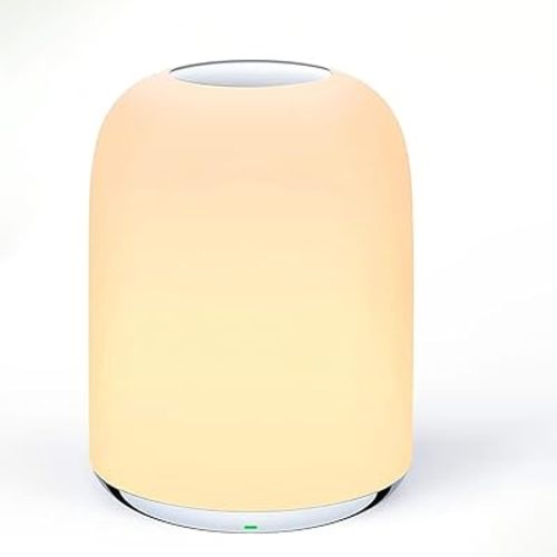 Hifree Touch Bedside Table Lamp,Portable USB-C Rechargeable Night Light for Kids. RGB Dimmable with 3 Modes for Bedroom, Nursery,Living Room. Soft Eye-Caring Small Lamp(Cold, Warm, and RGB)